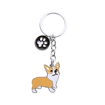 Image of Dog Key ring Keychain,10cm Cute Metal Keychain Keyring Keyfob Bag Charm Best Birthday (Yellow Corgi)