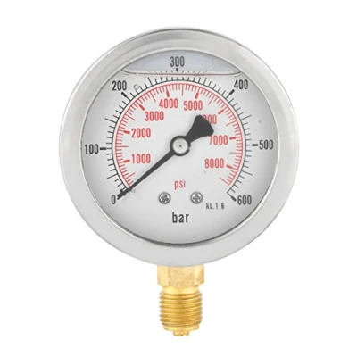 Image of 0 600Bar Analog Gas Pressure Gauge 8500psi 63mm for Water Air Oil Dial Instrument Base Entry G 1/4&quot; (0 600 bar/0 G1/4)