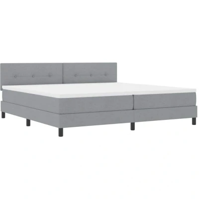 Image of Box Spring Bed with Mattress Light Grey 200x200 cm Fabric Vidaxl