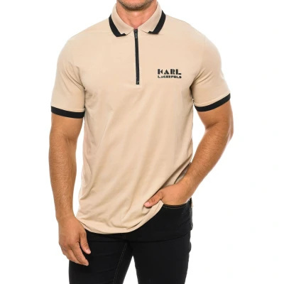 Image of Karl Lagerfeld Mens Short sleeve polo 745081 man Beige Size X Large