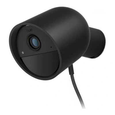 Image of Philips Hue Secure Wired Smart 1080p security Camera Black Indoor or outdoor Easy to install Two way communication Works with the center in app