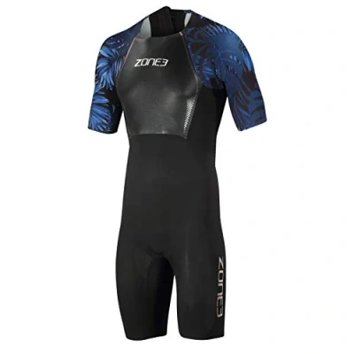 Image of ZONE3 Men&#039;s Shortsleeve Swimskin Black/Blue