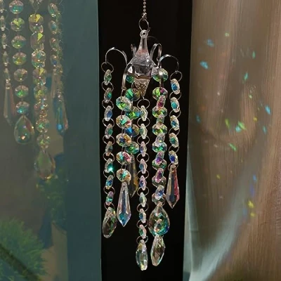 Image of Belle Vous Hanging Crystal Chandelier Suncatcher AB Coating Prisms Suncatcher/Rainbow Maker Pendant for Home, Indoor Window, and Patio/Balcony Decoration or Gift
