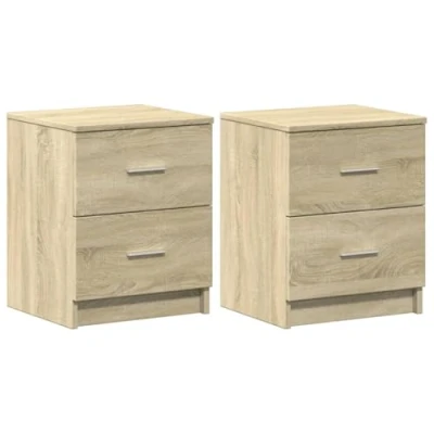 Image of vidaXL Bedside Cabinets 2 Pcs Nightstand Tables Sonoma Oak Bedroom Essential with Drawers Engineered Wood