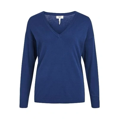 Image of Object Women&#039;s Objthess L/S V Neck Knit Pullover Noos Jumper, Estate Blue/Detail: Melange, M