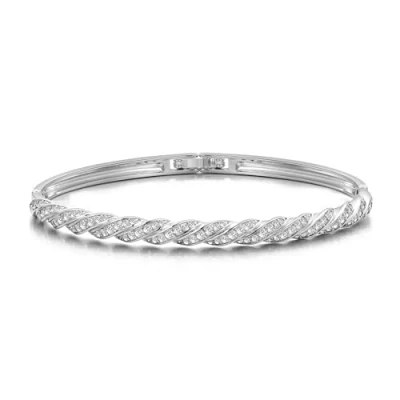 Image of Philip Jones Silver Plated Twist Bangle Created with Zircondia® Crystals (7 Inch)