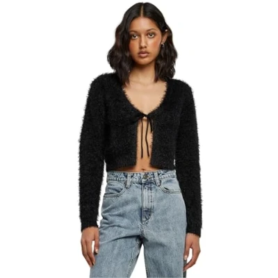 Image of Urban Classics TIED Cropped Cardigan, Women&#039;s, Size: XXL, Black