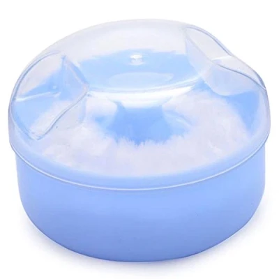 Image of iFutniew Baby Soft Face Body Cosmetic Powder Puff Sponge Box Case Container (Blue)