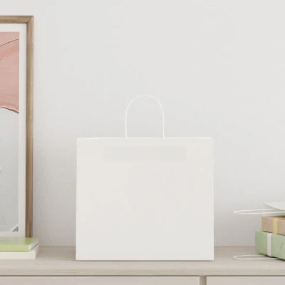 Image of vidaXL Paper Bags 50 pcs with Handles White 32x22x28 cm