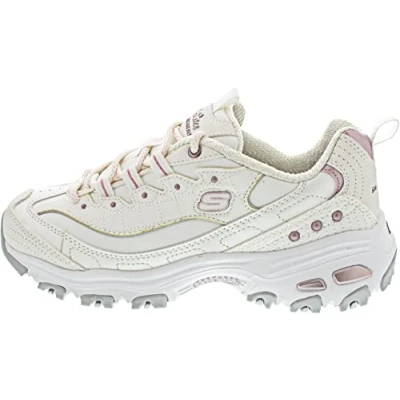 Image of Skechers Women&#039;s D&#039;Lites Ladies Night Trainers, White Duraleather Lavender Trim, 4.5 UK