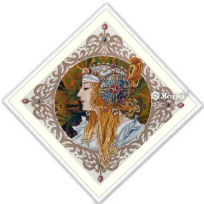 Image of Merejka Counted Cross Stitch Kit, Cotton, Multicoloured, 34,5x34,5 cm