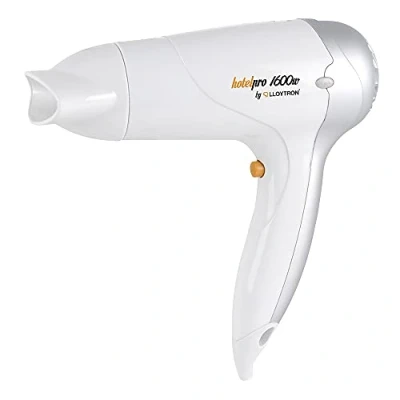 Image of HotelPro 1600w Hotel B&amp;B Hair Dryer 3 Heat Settings 2 Speed Concentrator Nozzle Hang Up Loop Safety Cut Off White H1313WH