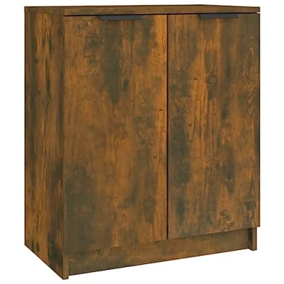 Image of vidaXL Shoe Cabinet Durable Engineered Wood in Smoked Oak, Ample Storage Space, Perfect Decor Surface, Easy Assembly 59x35x70 cm