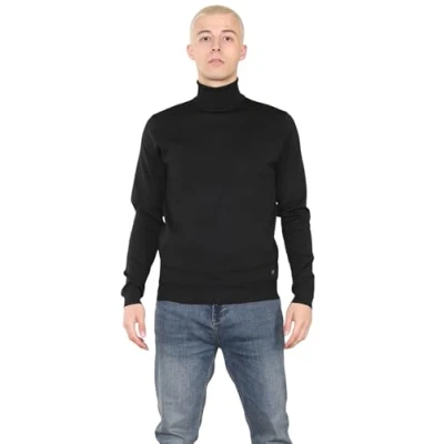 Image of EX High Street Mens Turtleneck Jumper Regular Fit Soft Roll Neck Knitted Pullover Black S