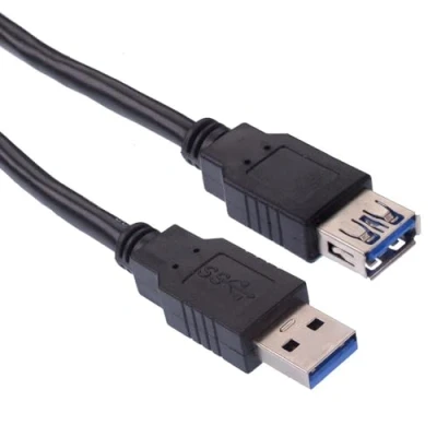 Image of Black 1m USB 3.0 Male to Female Extension Cable Lead Electrical Electronics