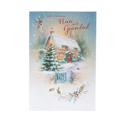 Image of Nan and Grandad Christmas Card for Grandparents Traditional Scene Design