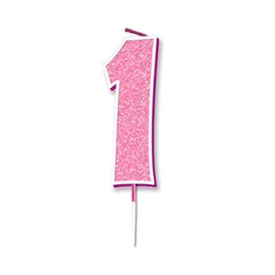 Image of Oaktree Glitter No.1 Candle 7.5cm Pink/Silver