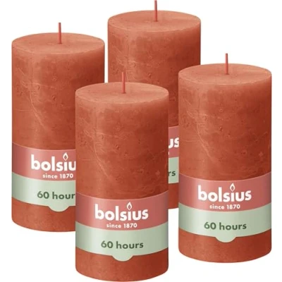 Image of Bolsius Rustic Candle Orange 13 cm 4 Piece Halloween