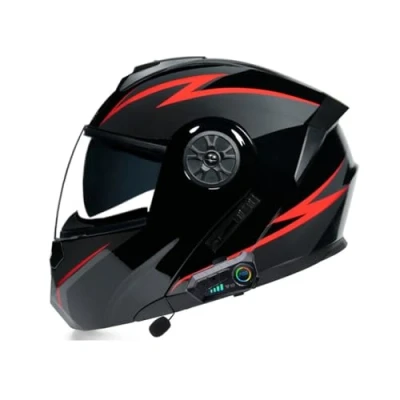 Image of Smilfree Motorbike Bluetooth Modular Helmet Full Face Flip Up Motorcycle Helmet, DOT/ECE Approved,with Double Visor Built in Speaker Headset Microphone,for Automatic Answering S XL