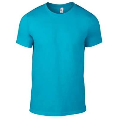 Image of Anvil Men&#039;s Basic Cotton Double Stitched Short Sleeve T Shirt, Caribbean Blue, Size 44 (Brand Size: X Large)