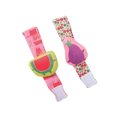 Image of Manhattan Toy Farmer&#039;s Market Watermelon &amp; Eggplant Wrist Ankle Baby Rattle Set