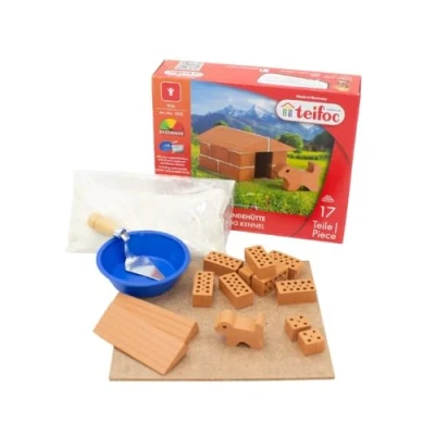 Image of Teifoc 1002 Stone Building Kit Dog Kennel, from 6 Years, Construction Set for Walling, Includes Puppy Made of Clay