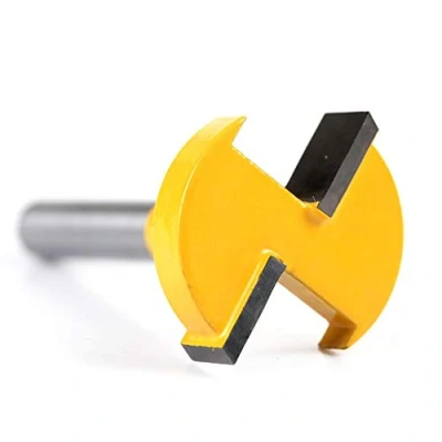 Image of T Slot Router Bit, Cemented Carbide Woodworking Milling Cutter for Hardwood, Cork, Synthetic Wood Processing(27mm Yellow)