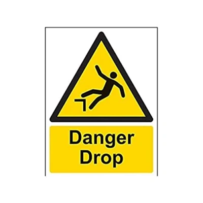 Image of V Safety Danger Drop Warning Sign 150mm x 200mm 1mm Rigid Plastic