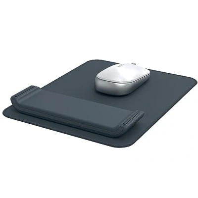 Image of Leitz Ergo Mouse Pad with Adjustable Wrist Rest, Two Height Settings, Velvet Grey/White Computer Mat, 65170089