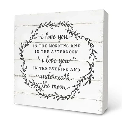Image of Home Signs for Decor,Home is My Happy Place Wooden Decor，Rustic Wood Box Sign Block Plaque Living Room Desk Shelf Table Decor 5x5 inch