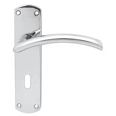 Image of Serozzetta Caldew Door Handles on Backplate Lock (57mm c/c) Polished Chrome