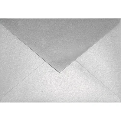 Image of Netuno 25 Pearlescent Silver envelopes DIN C6 114x162mm 4.49x6.39 inches 120gsm Aster Metallic gummed Pointed Flap no Window for Invitations Wedding Christmas Birthday Greeting Cards Gift RSVP