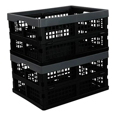 Image of Neadas 15 L Plastic Collapsible Storage Crate, Folding Box 2 Pack