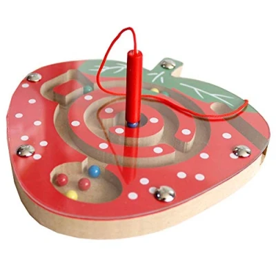 Image of Gobus MiNi Tiny Wooden Beads Maze Strawberry Pen Driving Puzzle Educational Board Game Interactive Toys for Children