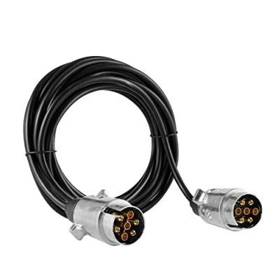 Image of SPARKMOTO 6M 7 Pin Trailer extension Cable Male To Male,12V lead With Metal Plugs,Towing Caravan RV Electrical Wiring light board