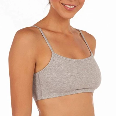 Image of Fruit of the Loom Women&#039;s Spaghetti Strap Cotton Pullover Sports Bra Value Pack, Opaque, White/Heather Gray/Black/White/Heather Gray/Black 6 40 (Pack 6)
