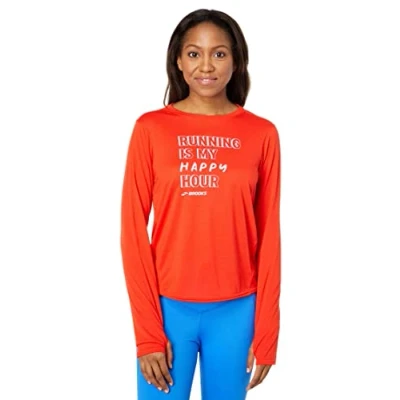 Image of Brooks Distance Graphic Long Sleeve Jamberry/Happy Hour LG (US Women&#039;s 12 14)