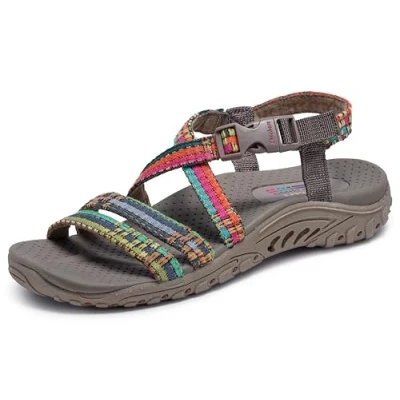 Image of Skechers Women&#039;s Reggae Sew Me Boho Woven Strappy Slingback Sandal