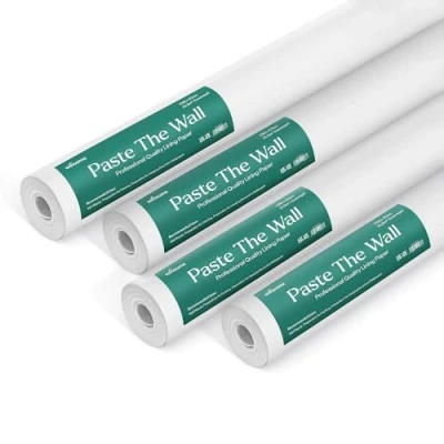 Image of WINSOME Paste The Wall Lining Paper 4 Rolls of 10M x 53cm Paintable Plain White Backing Heavy Duty PVC Free &amp; Breathable Thick Long