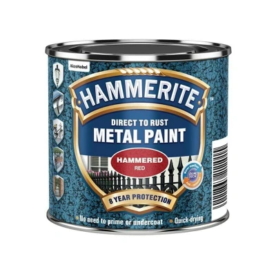 Image of Hammerite Direct to Rust Hammered Red Metal Paint 250ML