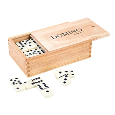 Image of Engelhart 250123 Big Size 10MM Thick Dominoes DOUBLE 9 Set 55 Spinner Wooden Box