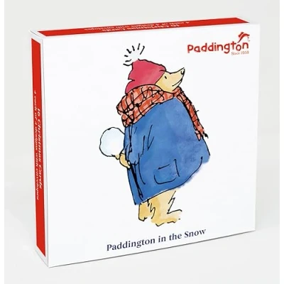 Image of Museums &amp; Galleries Christmas Cards Box Paddington Bear 16 in 4 Designs Made the UK, White, 145 x mm