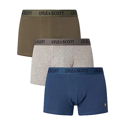 Image of Lyle &amp; Scott Men&#039;s Boxers Barclay 3 Pack Cotton Briefs (as8, alpha, m, regular, Dark Denim,Grey,Beetle Green)