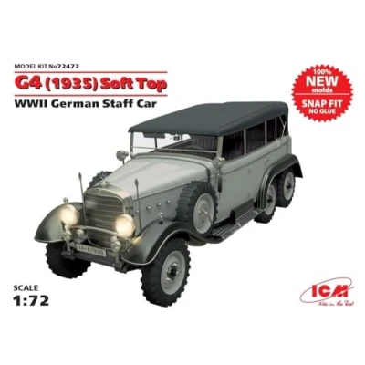 Image of ICM 1:72 G4 (1935) Soft Top WWII DE Staff Car (Snap fit)