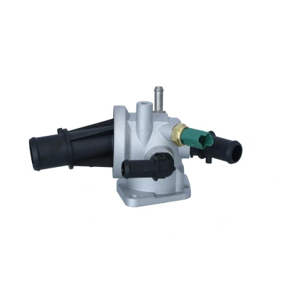 Image of 55182499, 55199402, 93177343, 93193581 Engine thermostat NRF 725221 88C with gaskets sensor housing VAUXHALL: COMBO Mk2, Meriva Mk1