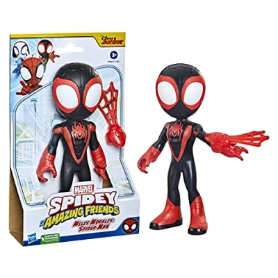 Image of SPIDEY and HIS AMAZING FRIENDS Hasbro Marvel Supersized Miles Morales: Spider Man Action Figure, Preschool Toy for Age 3 Up,Other toys, Multicolor