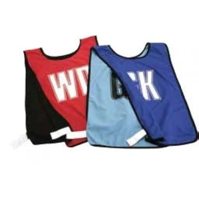 Image of Carta Sport RNBS RED/BLACK Football Reversible mesh netball bibs with positions on each side, full set of 7, White, One size