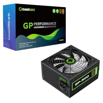 Image of GameMax GP Series 500W 80 Plus Bronze Power Supply 500, Fully Wired, Single Rail, 140mm Fan, ATX PSU Black