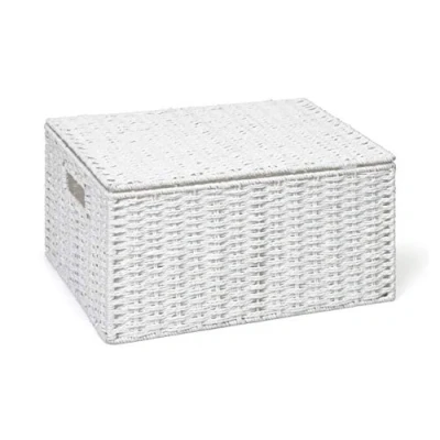 Image of ARPAN Paper Rope Storage Basket Box With Lid White (Xlarge)