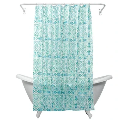 Image of ZPC Zenith Products Zenna Home, India Ink Morocco Peva Shower Curtain Liner, Teal